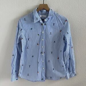 C Mira Mikati Surfing Bike Front Button Collar Blouse Top USA 8